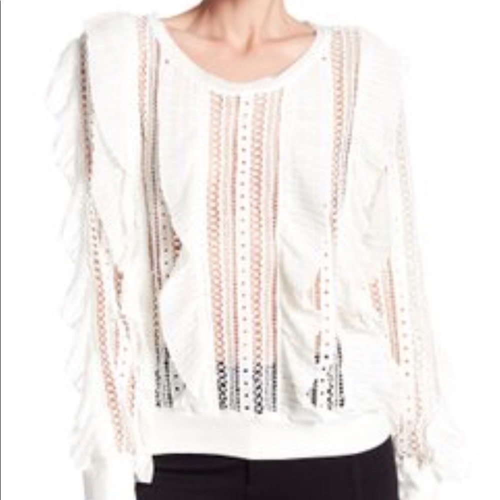 Black Ruffle Lace Sweatshirt